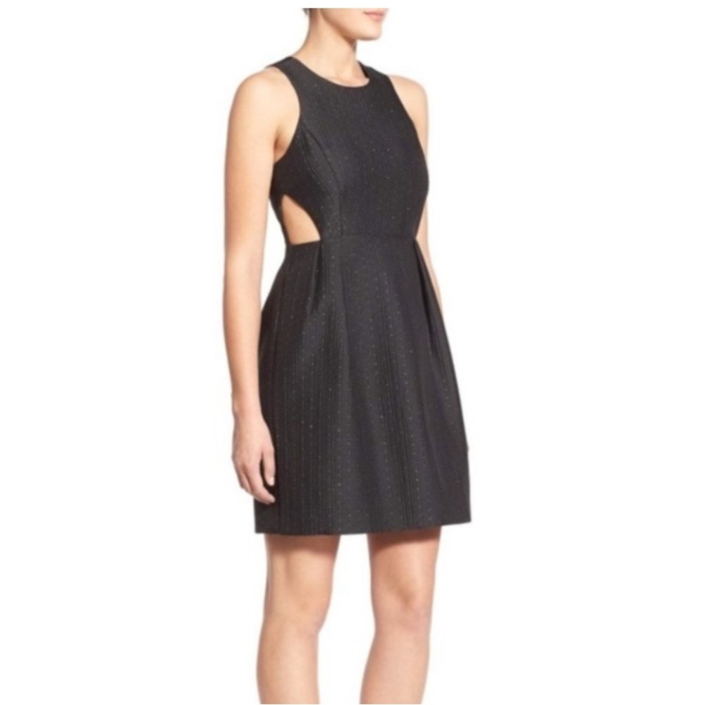 Madewell Nightfall Dress 4 cut-out jacquard black / sparkly gold party